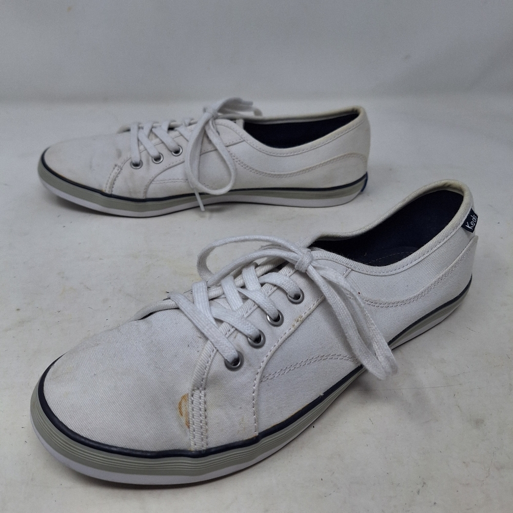 Keds Coursa Ltt White Canvas Low Top Lace Up Fashion Sneakers Athleisure Sz 8.5